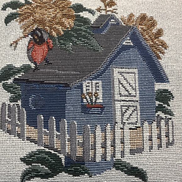 French Cottage House Tapestry Pillow Fall House Throw Grannycore Cottagecore - Picture 1 of 5